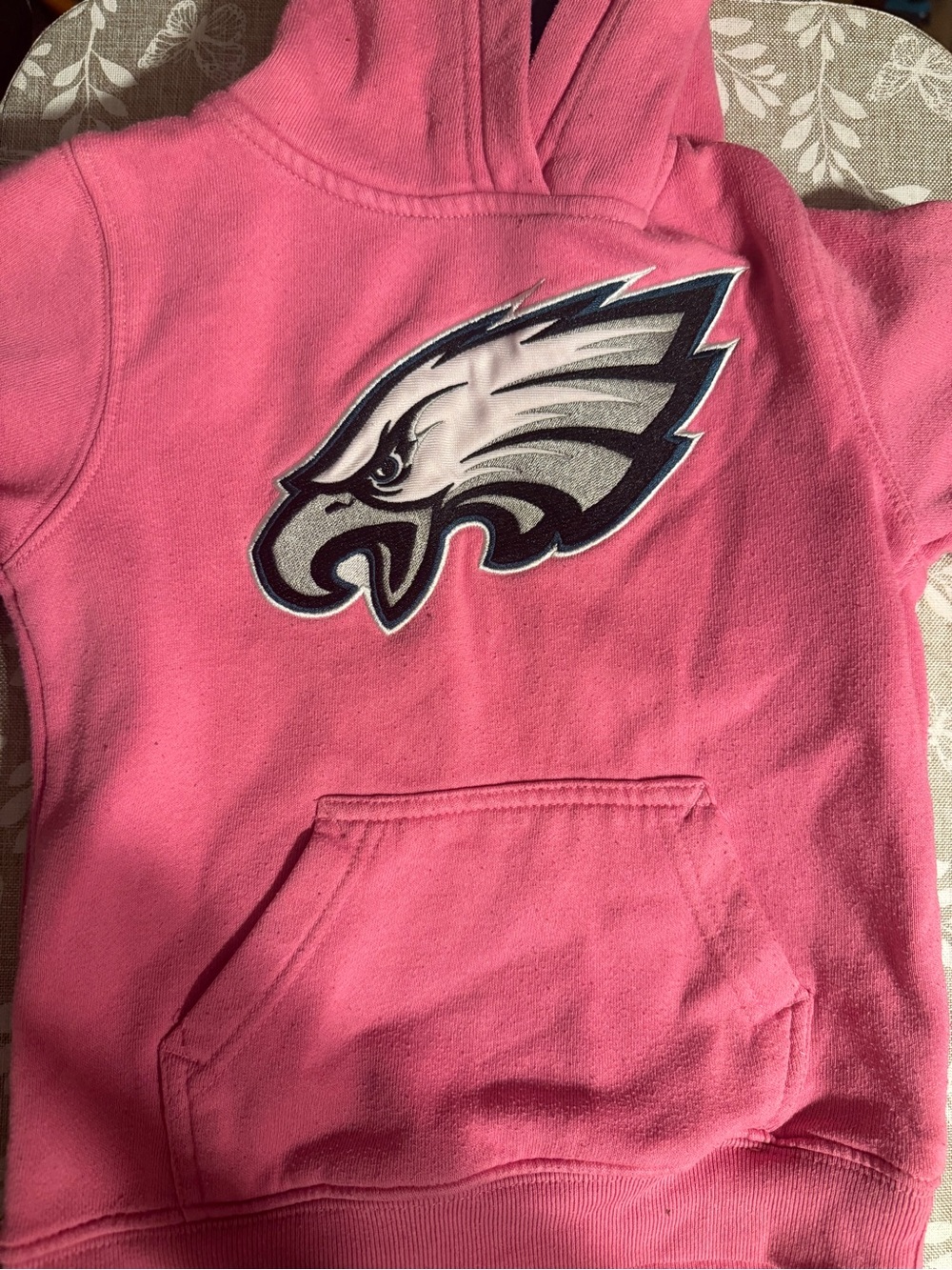 NFL Pink Kids Pullover Hoodie with Philadelphia Eagles Patch (2 available twins)